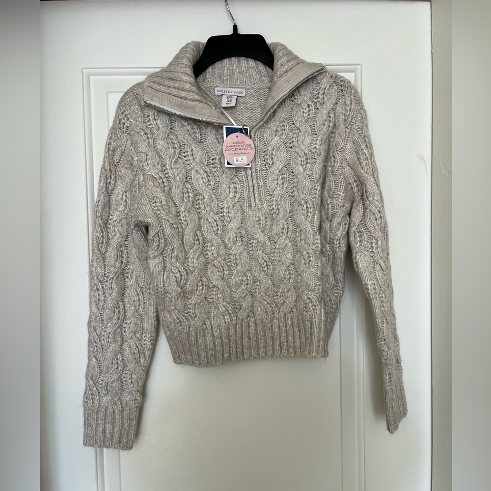 NWT Sincerely Jules Quarter Zip Crop Sweater (Very soft!)